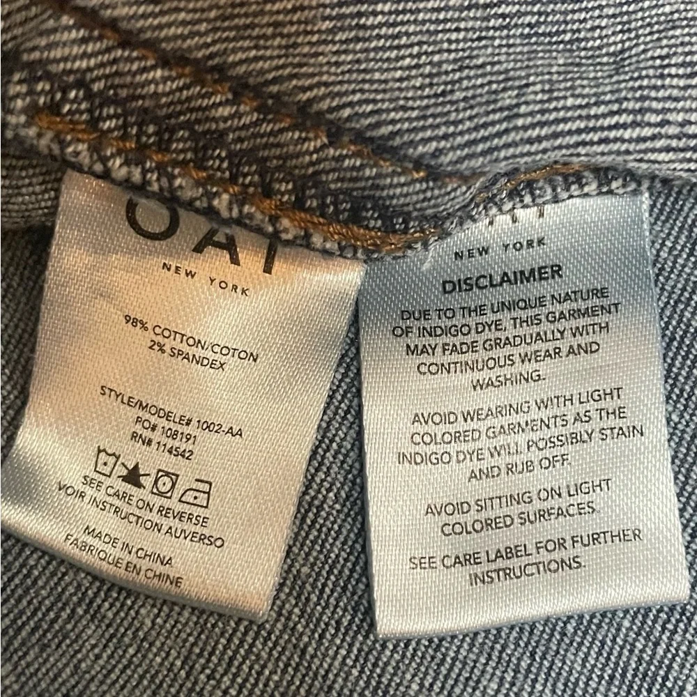 OAT New York Wide Leg Wide Hem Button Close Sailor Style Blue Denim Jean Size 29